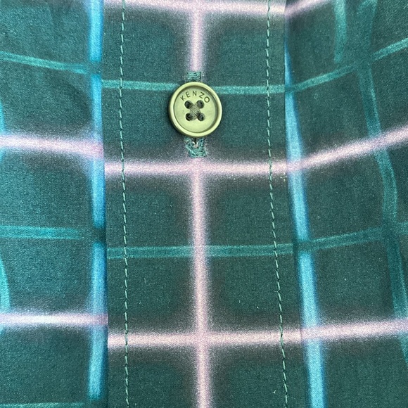 Pre❤️ Kenzo Paris Slim Fit Button Down Retro/Geometric Shirt - size 39 ( 15 1/4) - Picture 11 of 11